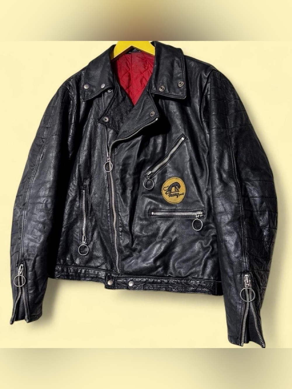 Vintage 60s/70s Furygan Leather Motorcycle Jacket | Made in France Size 52/Large